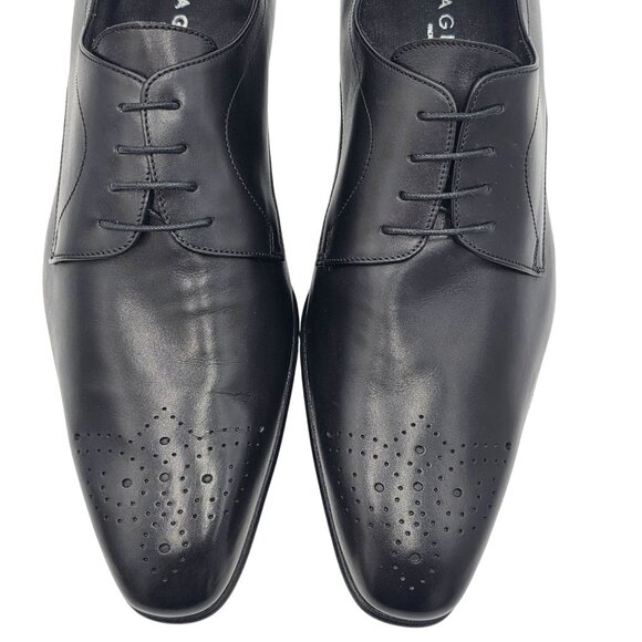 NEW Battaglia Italy Mens 7 Black Leather Dress Shoes Medallion Toe Derby Oxfords - Picture 10 of 11